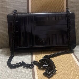 Prada Black Embossed Leather Shoulder Bag